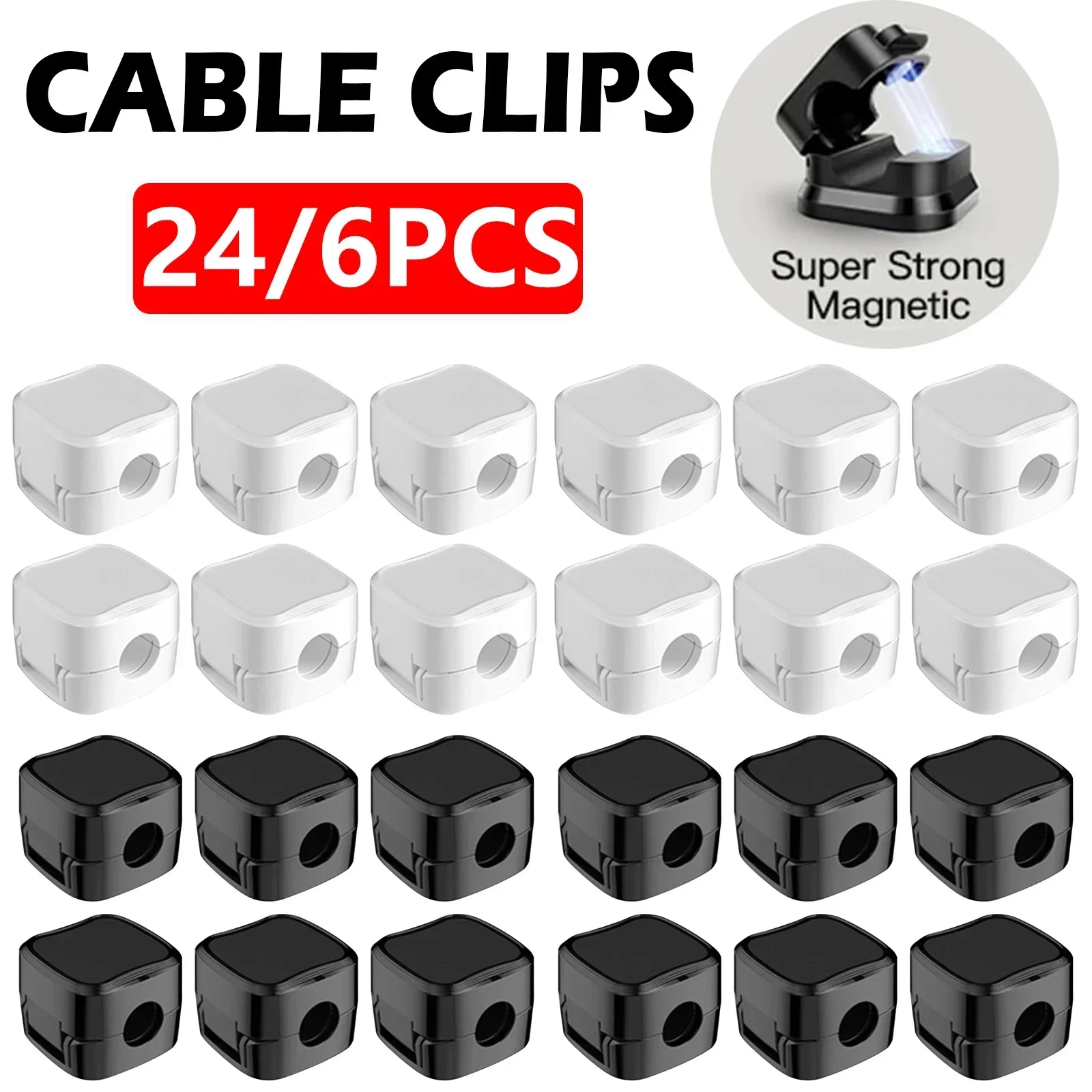 Magnetic Charging Cable - 6/12/24PCS Magnetic CABLE Organizer คลิปการจัดการสายเคเบิล Wire