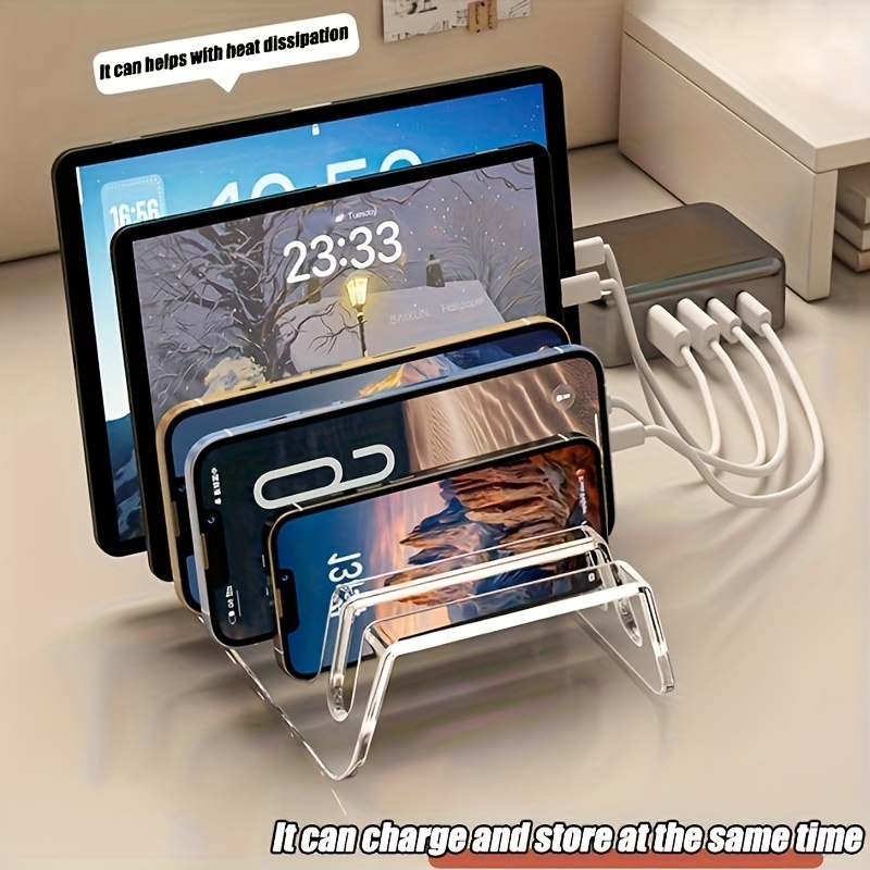 Modern Electronics Gadgets - ชั้นวางอะคริลิกแบบ 6/8 ช่องสำหรับจัดเก็บอุปกรณ์หลายชนิด, แท่นชาร์จโทรศัพท์และแท็บเล็ตสำหรับตั้งโต๊ะ, กล่องจัดระเบียบอุปกรณ์อิเล็กทรอนิกส์