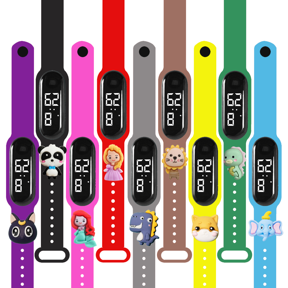 Smart Watch Kids - นาฬิกาสมาร์ทวอทช์หลากสีสำหรับเด็กผู้ชายและเด็กผู้หญิง แฟชั่น LED ดิจิตอล สายซิลิโคน กันน้ำ