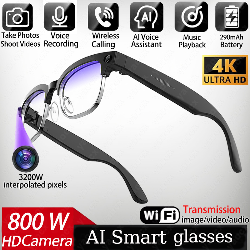 Smart Glasses Ar - แว่นตาอัจฉริยะ 4K AI กล้อง 8MP บันทึกวิดีโอ