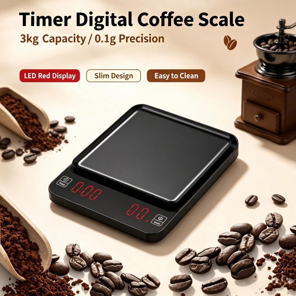 Electronics & Gadgets Starting With C - เครื่องชั่งกาแฟดิจิตอลความแม่นยำสูง 3 กก./0.1 กรัม, เครื่องชั่งครัวแบบพกพาพร้อมไฟ LED,