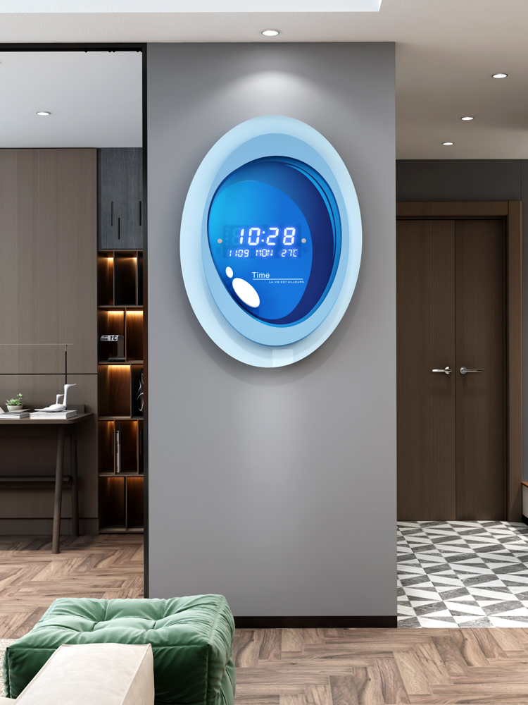 Electronics Home Gadgets - นาฬิกาอิเล็กทรอนิกส์ใหม่ตามปฏิทิน2022นาฬิกาแขวนผนังห้องนั่งเล่นนาฬิกาแขวนผนังบ้านแฟชั่นทันสมัยเรียบง่าย