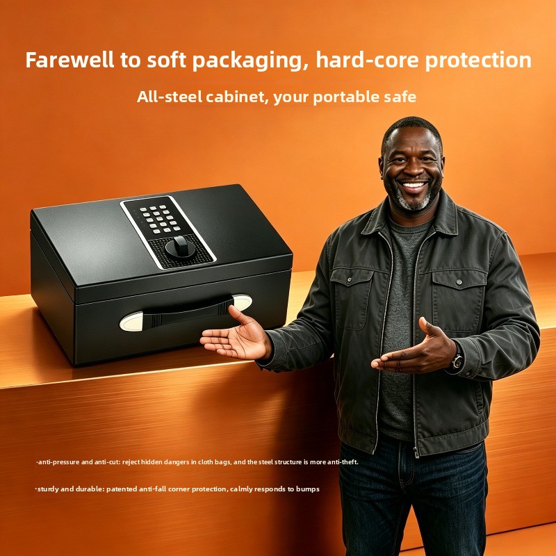 Electronics Home Gadgets - ตู้เซฟอิเล็กทรอนิกส์แบบพกพา ป้องกันไฟ น้ำ และแรงกระแทก สำหรับใช้ในบ้าน รถยนต์