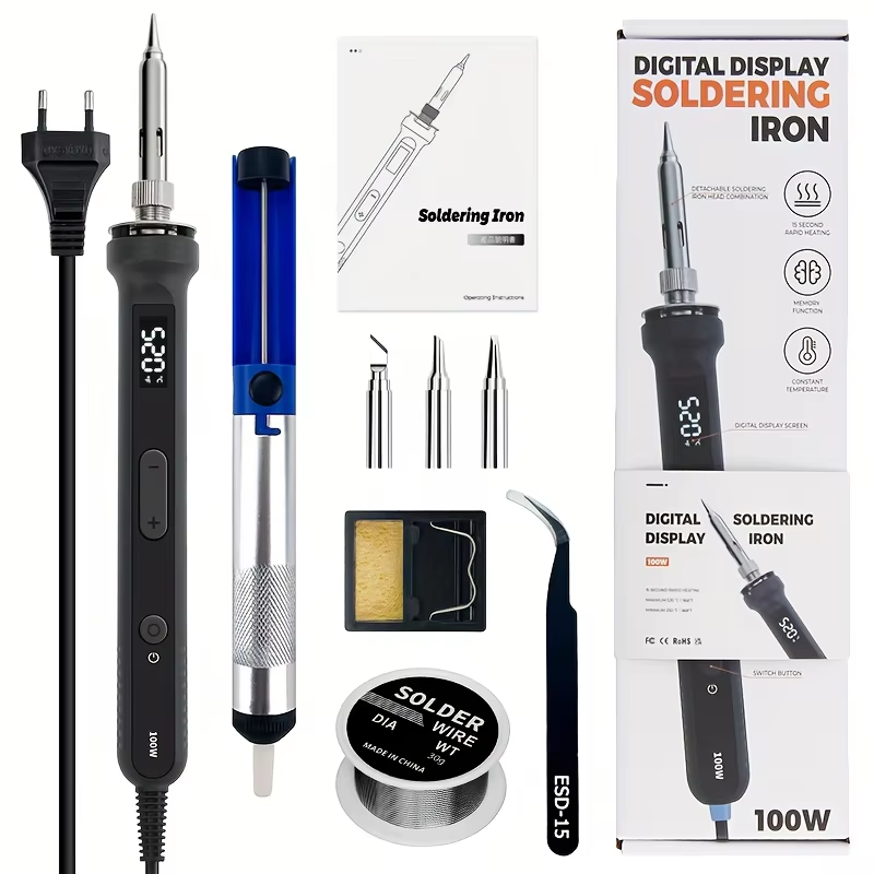 Useful Electronic Gadgets - ชุดเครื่องมือบัดกรีดิจิตอล 100W ปรับอุณหภูมิได้ สำหรับซ่อมมอเตอร์ไซค์และซ่อมวงจรอิเล็กทรอนิกส์