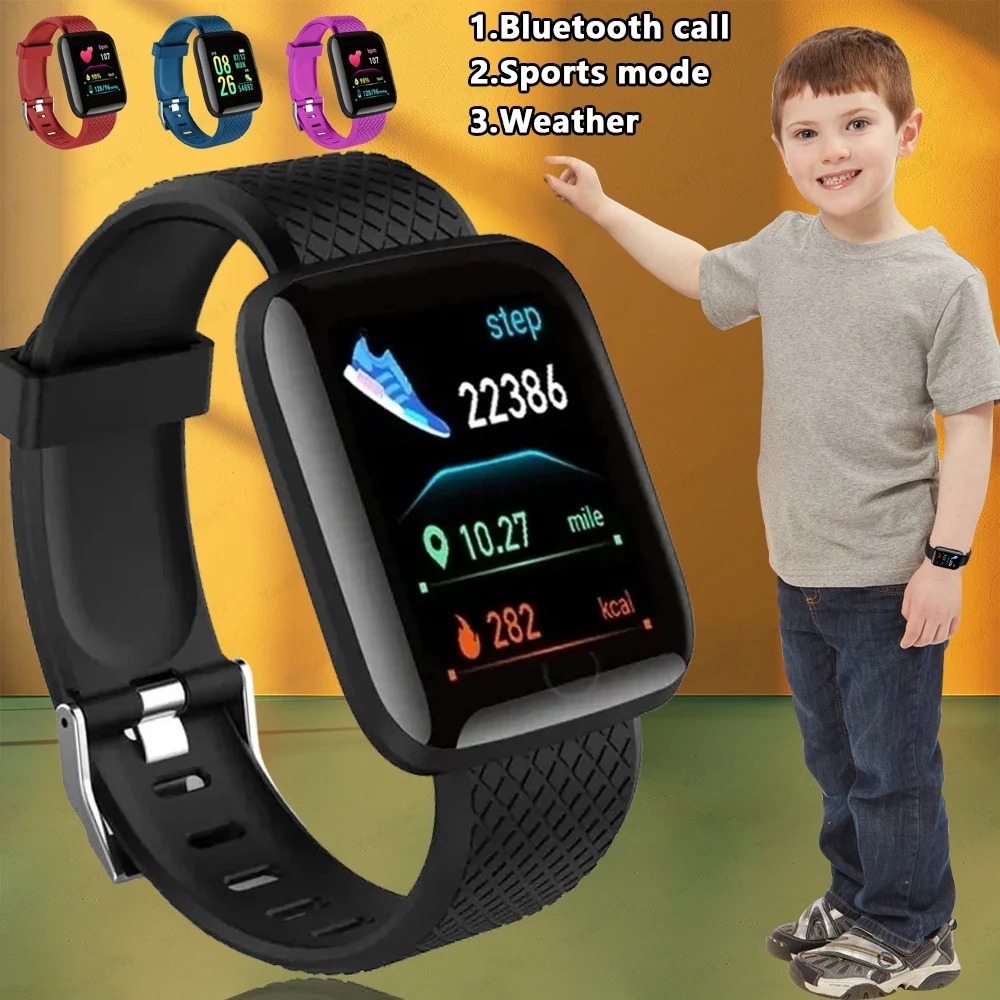 Smart Watch Kids - 2024 ใหม่สําหรับมัลติฟังก์ชั่นสมาร์ทนาฬิกาเด็กชายหญิงข้อความเตือนการควบคุมเพลงกีฬาขั้นตอนแคลอรี่ 116 Smartwatch นาฬิกาปลุก