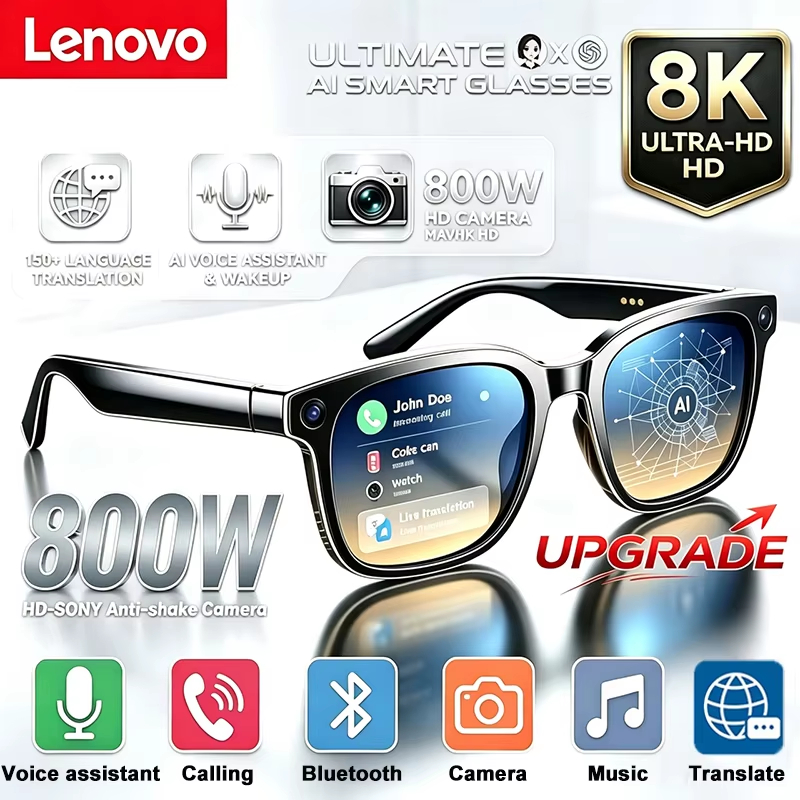 Smart Glasses Ar - แว่นตาถ่ายภาพอัจฉริยะ Lenovo AI กล้อง HD 800W