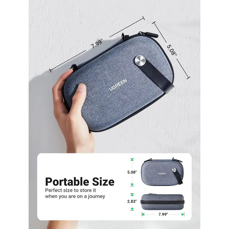 Electronics Gadgets Bag - กระเป๋าอุปกรณ์เสริมสำหรับเดินทาง UGREEN ของแท้ กระเป๋าจัดเก็บสายเคเบิลแบบพกพา กล่องแข็งสำหรับอุปกรณ์อิเล็กทรอนิกส์ กระเป๋าใส่แกดเจ็ตขนาดเล็กสำหรับที่ชาร์จและหูฟัง