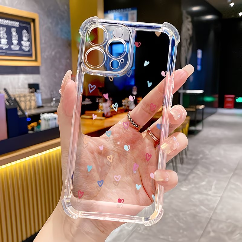 Apple Iphone 15 Pro Max - เคสโทรศัพท์ใสลายหัวใจหลากสี สำหรับ iPhone 17 16 15