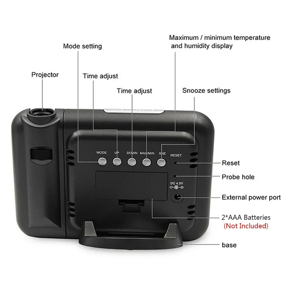 นาฬิกาปลุกฉายภาพ LED หมุนได้ ห - Modern Electronics Gadgets บทวิจารณ์และราคา