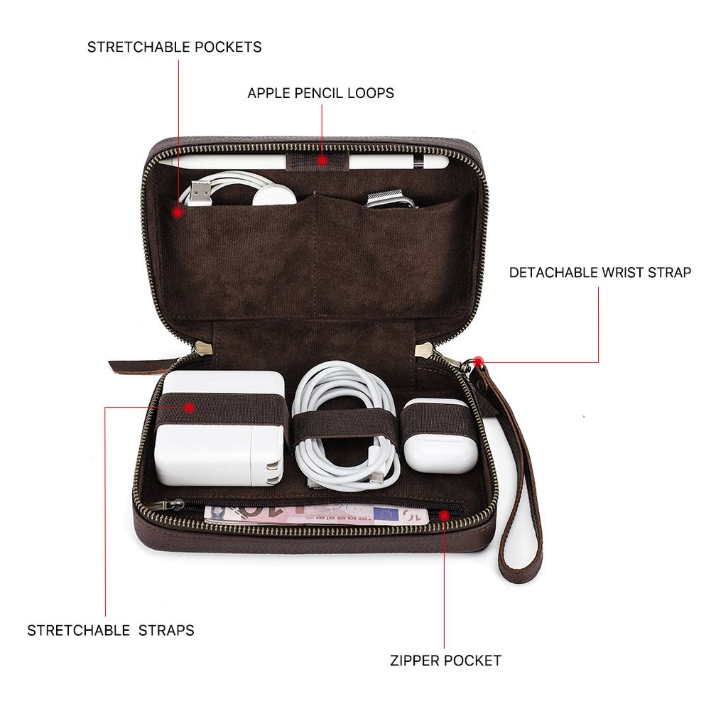 ของแท้หนังข้อมูล USB แบบพกพากร - Electronics Gadgets Bag บทวิจารณ์และราคา
