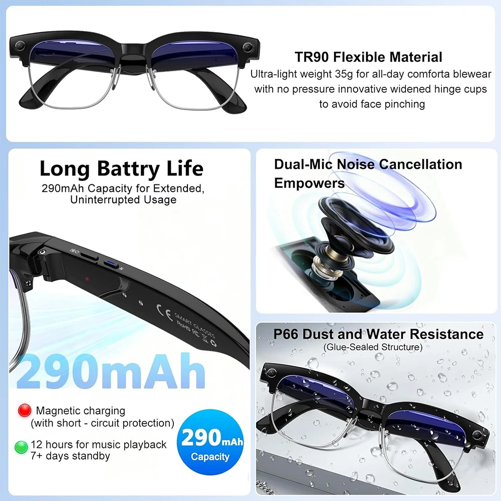 แว่นตาอัจฉริยะ 4K AI กล้อง 8MP - Smart Glasses Ar บทวิจารณ์และราคา