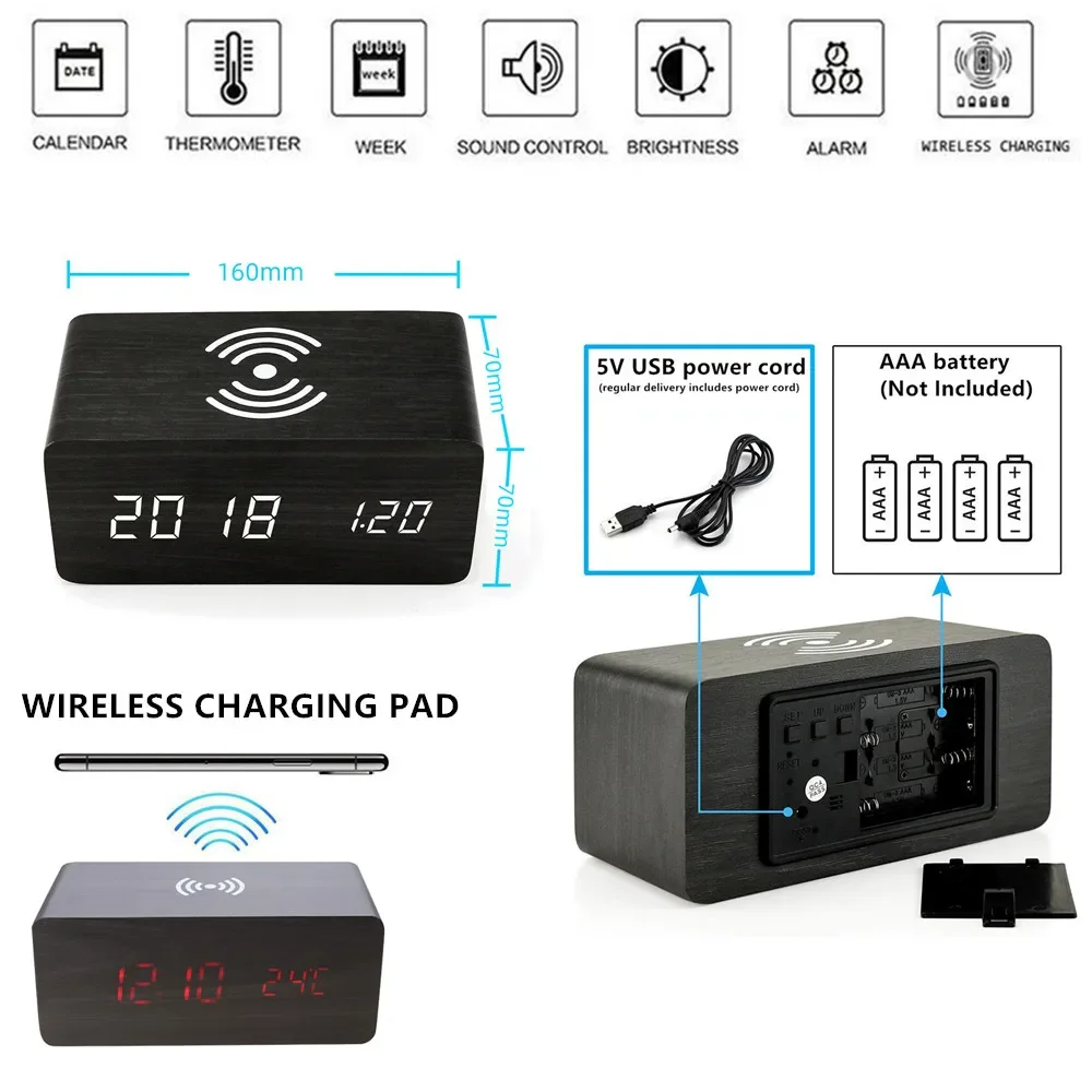 นาฬิกาปลุก LED ดิจิตอล ทำจากไม - Modern Electronics Gadgets บทวิจารณ์และราคา