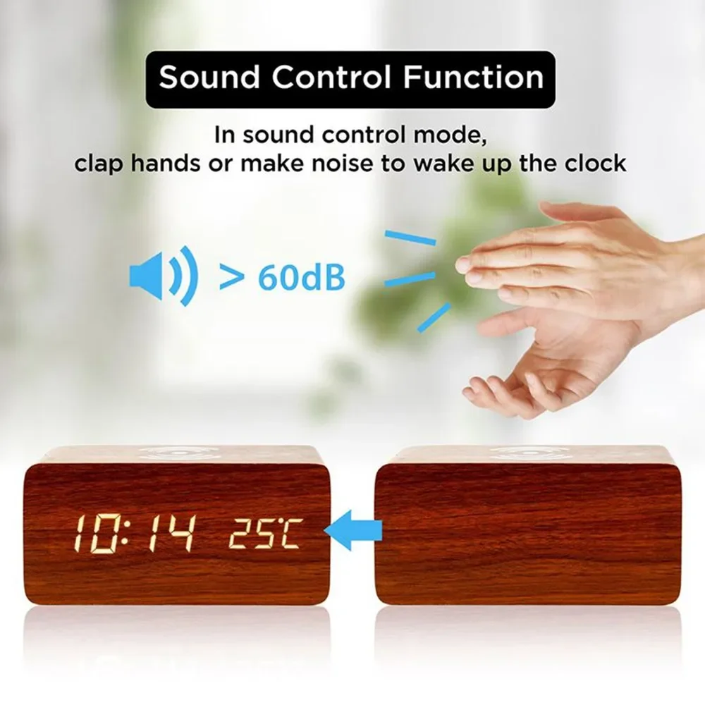 นาฬิกาปลุก LED ดิจิตอลไม้ USB/ - Modern Electronics Gadgets บทวิจารณ์และราคา