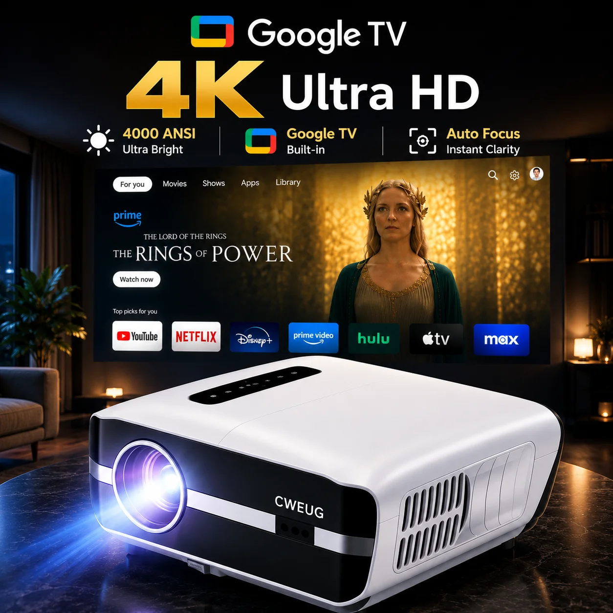 โปรเจคเตอร์ NewA9S 4k โฟกัสอัต - Electronics Home Gadgets บทวิจารณ์และราคา